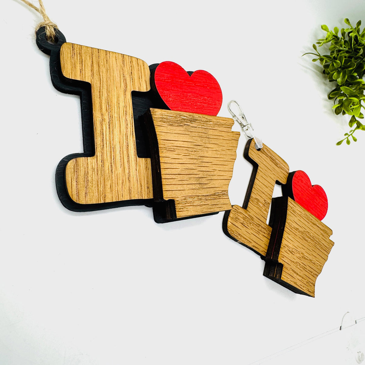 I Love Arkansas Keychain Bag Tag Car Charm 3 & 4 Layer Versions (Set of 2) - Glowforge
