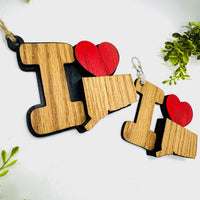 I Love Connecticut Keychain Bag Tag Car Charm 3 & 4 Layer Versions (Set of 2) - Glowforge