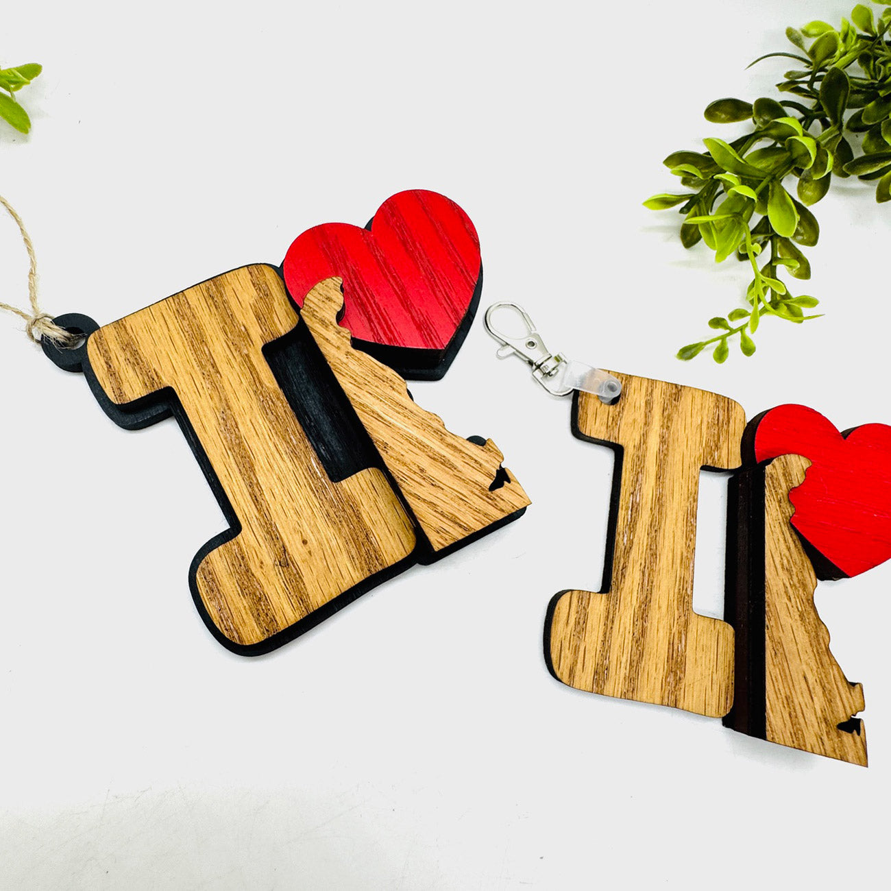 I Love Delaware Keychain Bag Tag Car Charm 3 & 4 Layer Versions (Set of 2) - Glowforge