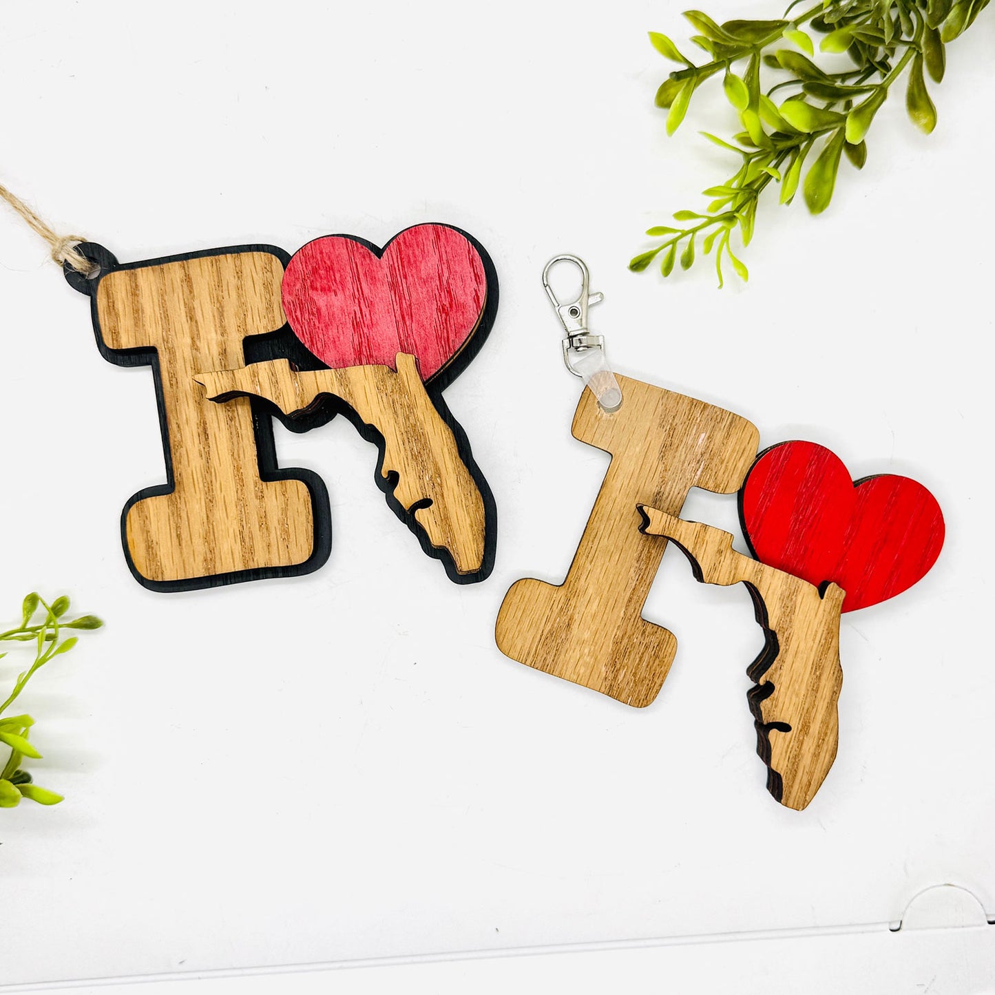 I Love Florida Keychain Bag Tag Car Charm 3 & 4 Layer Versions (Set of 2) - Glowforge