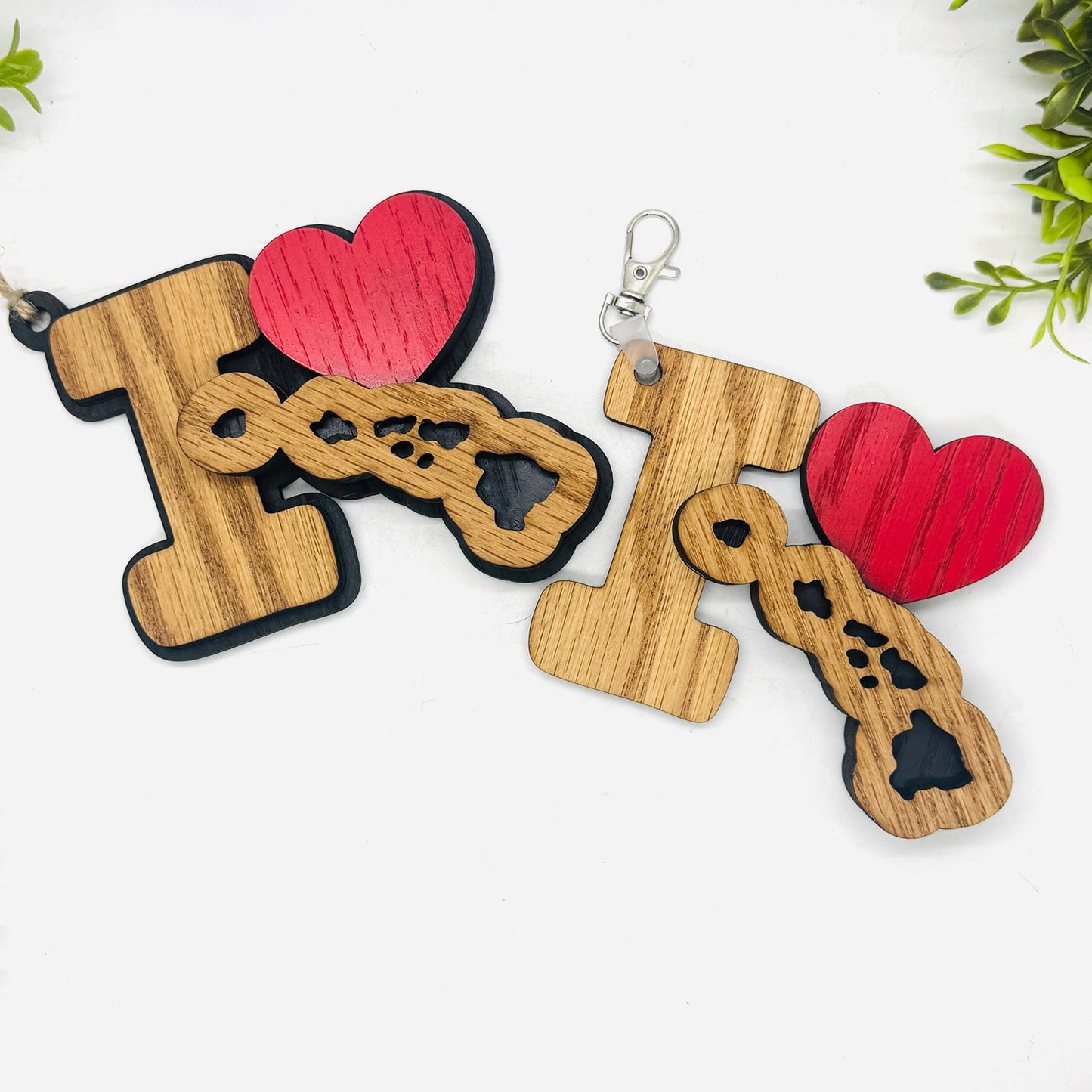 I Love Hawaii Keychain Bag Tag Car Charm 3 & 4 Layer Versions (Set of 2) - Glowforge