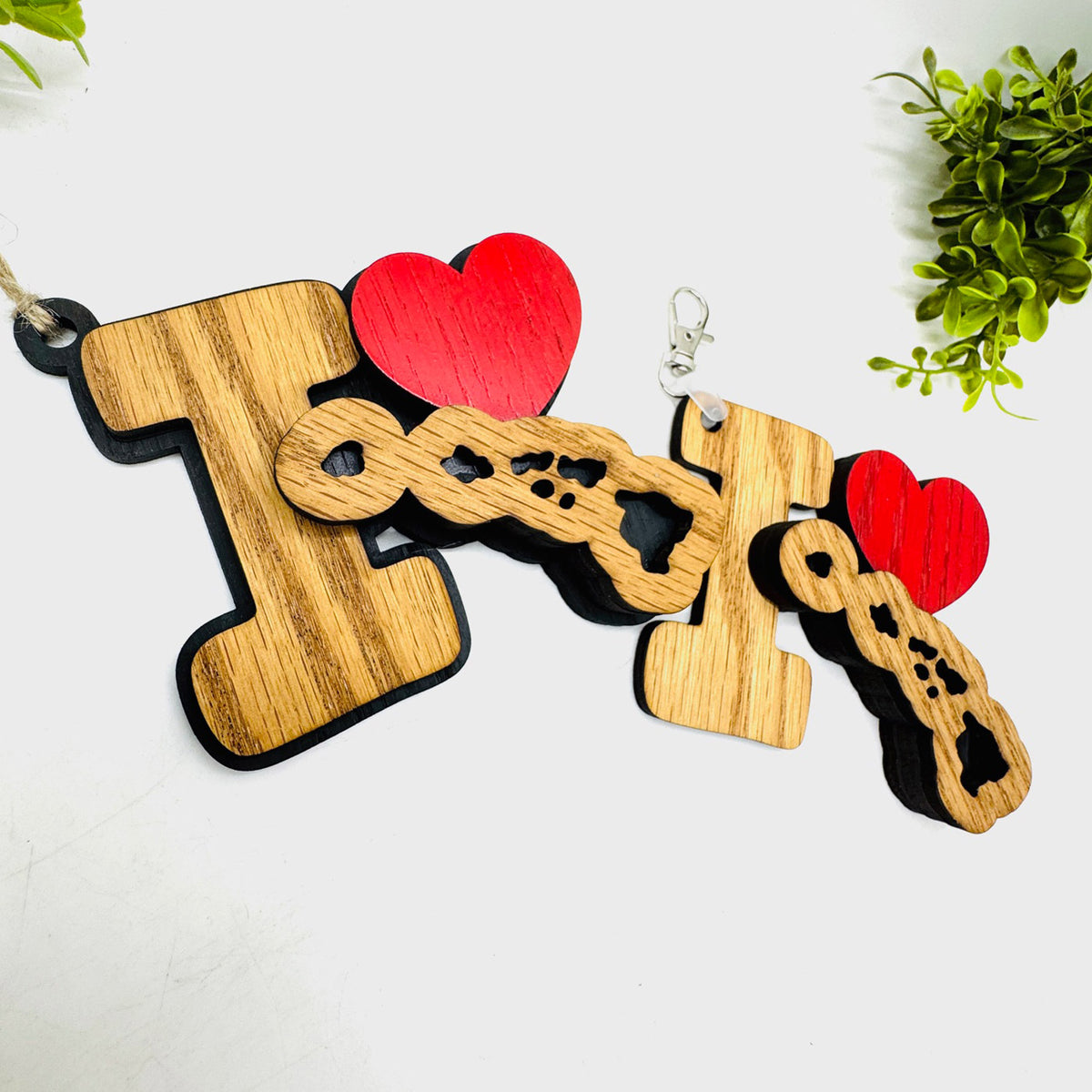 I Love Hawaii Keychain Bag Tag Car Charm 3 & 4 Layer Versions (Set of 2) - Glowforge