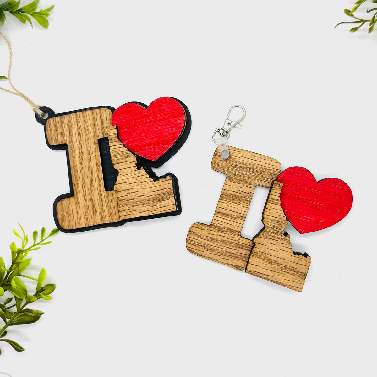 I Love Idaho Keychain Bag Tag Car Charm 3 & 4 Layer Versions (Set of 2) - Glowforge