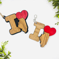 I Love Illinois Keychain Bag Tag Car Charm 3 & 4 Layer Versions (Set of 2) - Glowforge