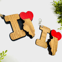 I Love Illinois Keychain Bag Tag Car Charm 3 & 4 Layer Versions (Set of 2) - Glowforge