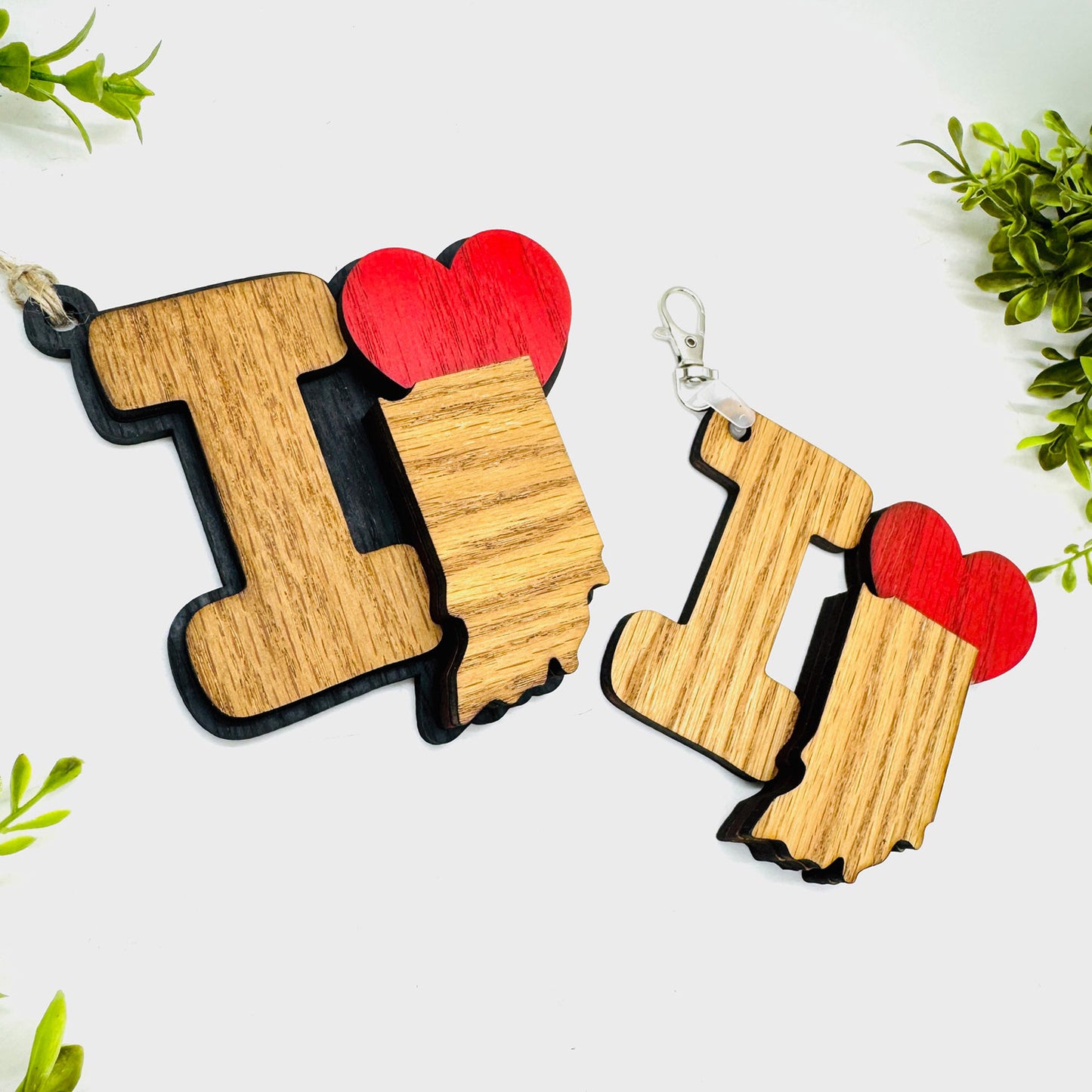 I Love Indiana Keychain Bag Tag Car Charm 3 & 4 Layer Versions (Set of 2) - Glowforge