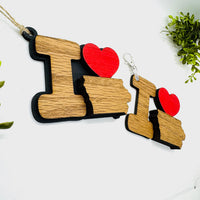 I Love Iowa Keychain Bag Tag Car Charm 3 & 4 Layer Versions (Set of 2) - Glowforge