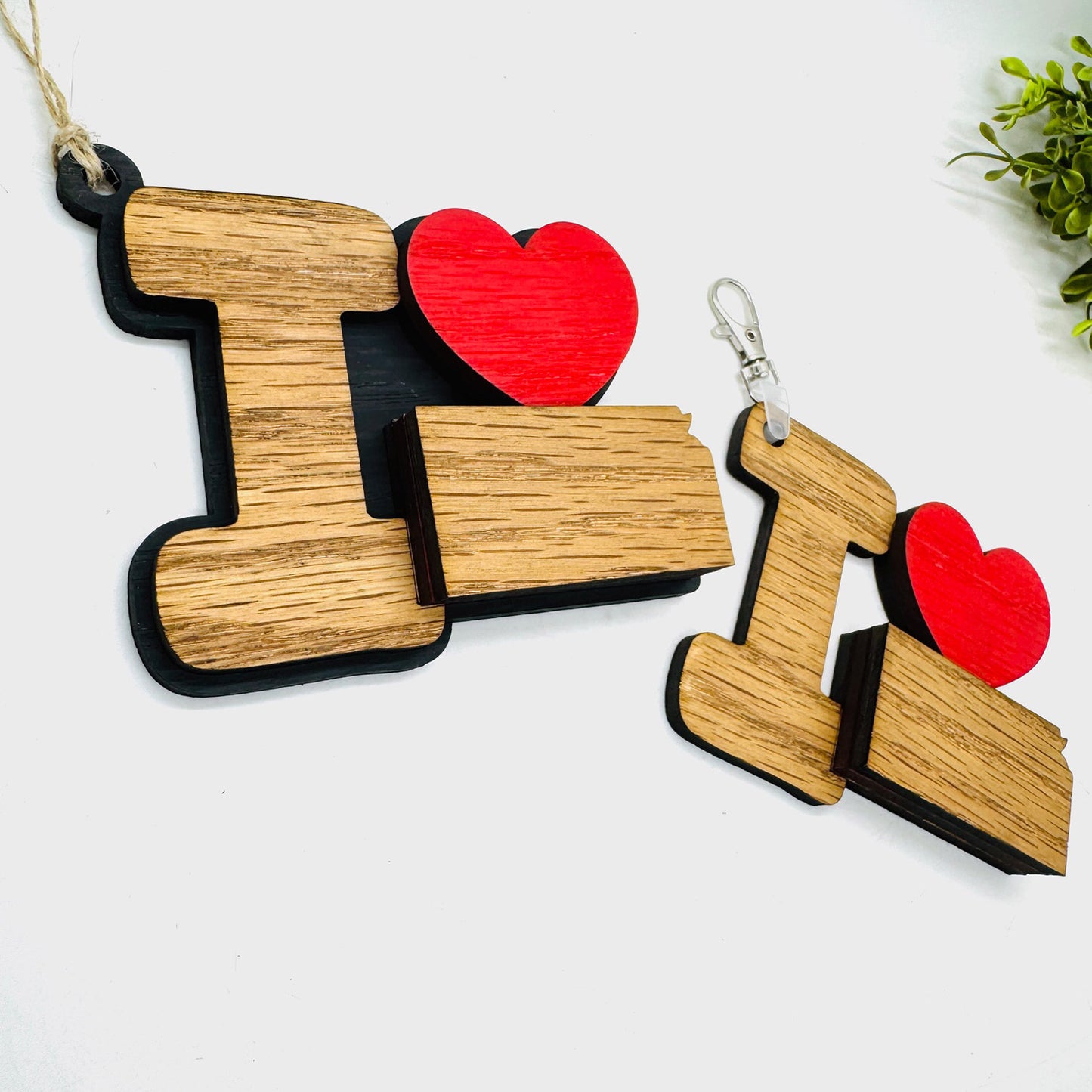 I Love Kansas Keychain Bag Tag Car Charm 3 & 4 Layer Versions (Set of 2)- Glowforge
