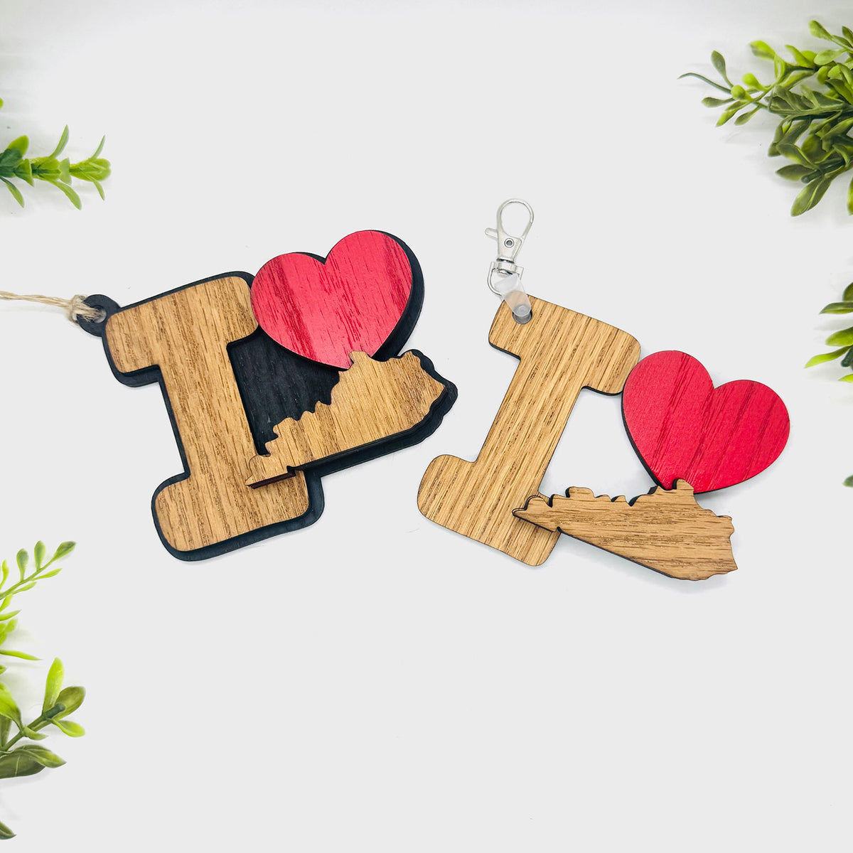 I Love Kentucky Keychain Bag Tag Car Charm 3 & 4 Layer Versions (Set of 2) - Glowforge