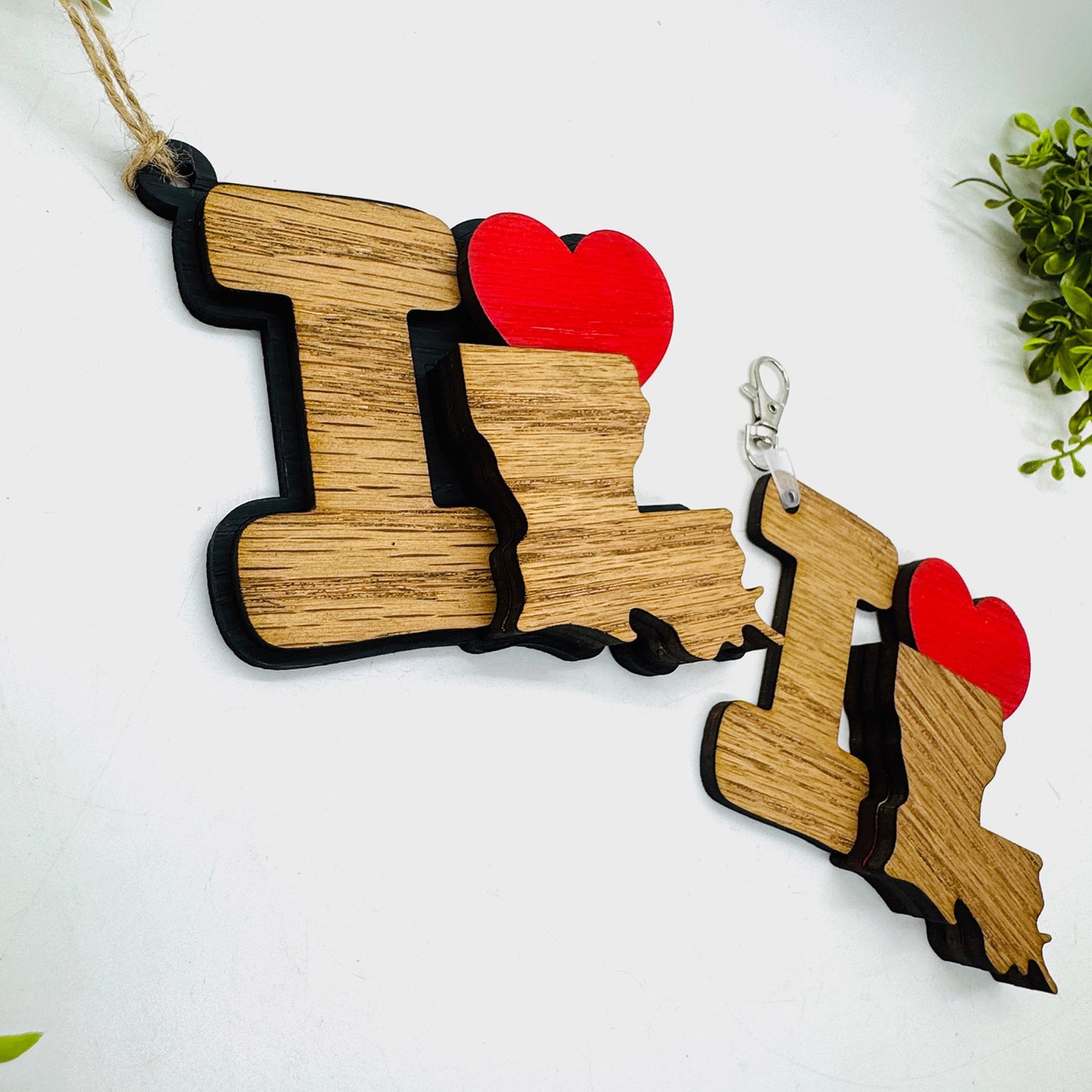I Love Louisiana Keychain Bag Tag Car Charm 3 & 4 Layer Versions (Set of 2) - Glowforge
