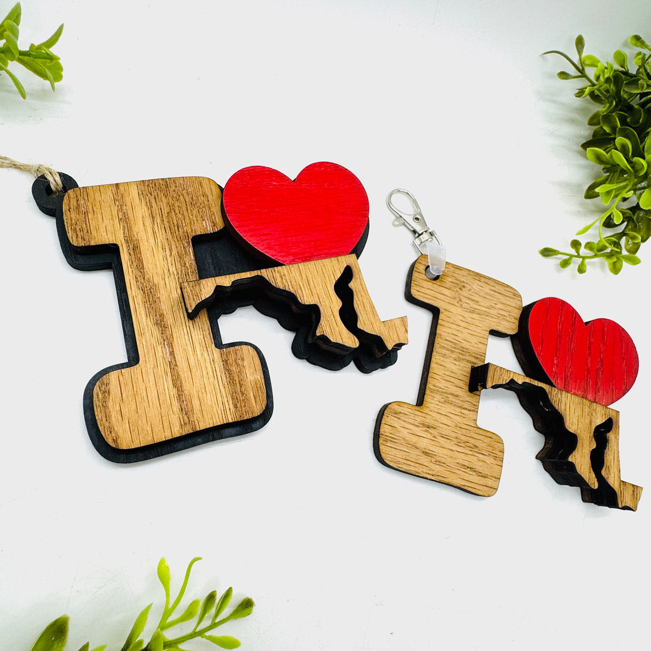I Love Maryland Keychain Bag Tag Car Charm 3 & 4 Layer Versions (Set of 2) - Glowforge
