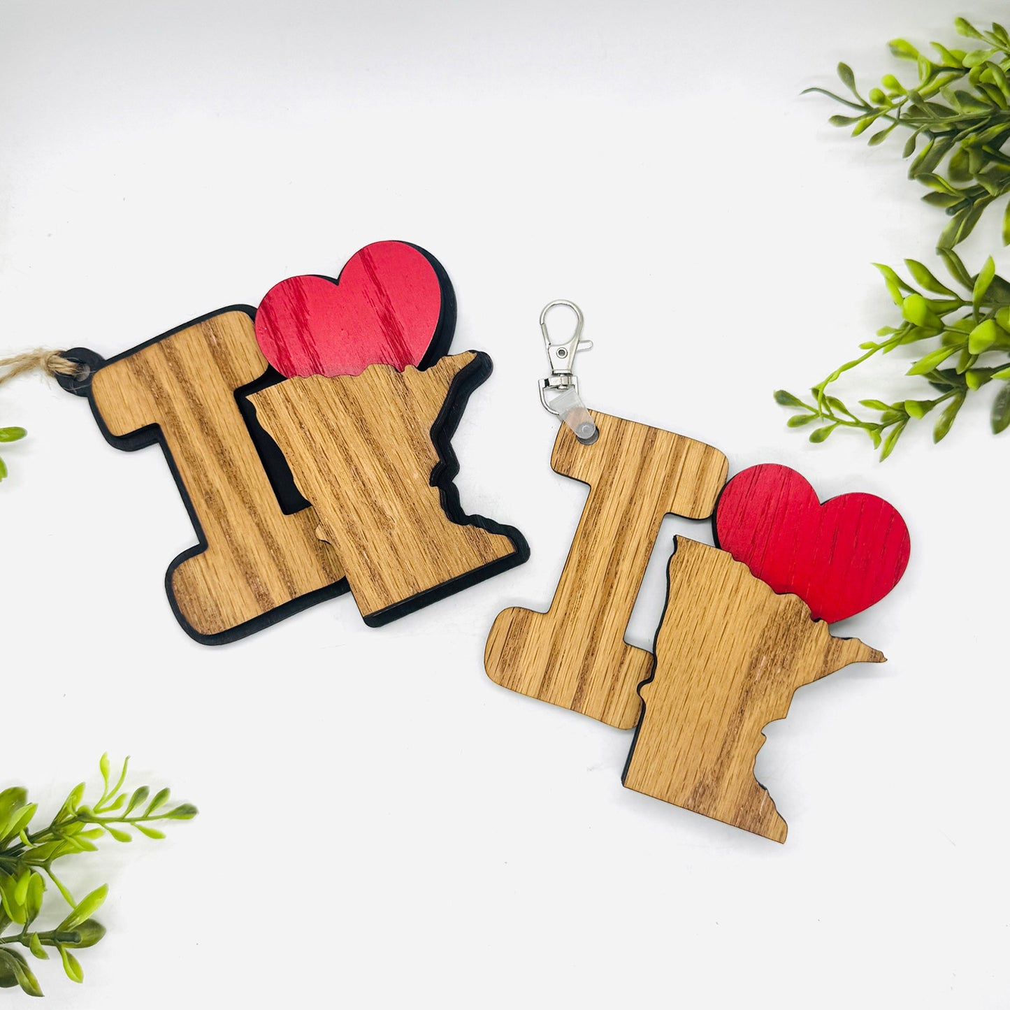 I Love Minnesota Keychain Bag Tag Car Charm 3 & 4 Layer Versions (Set of 2) - Glowforge