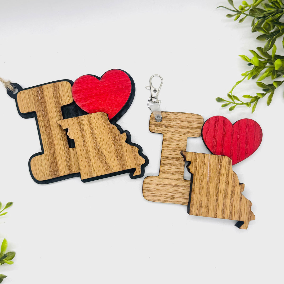 I Love Missouri Keychain Bag Tag Car Charm 3 & 4 Layer Versions (Set of 2) - Glowforge