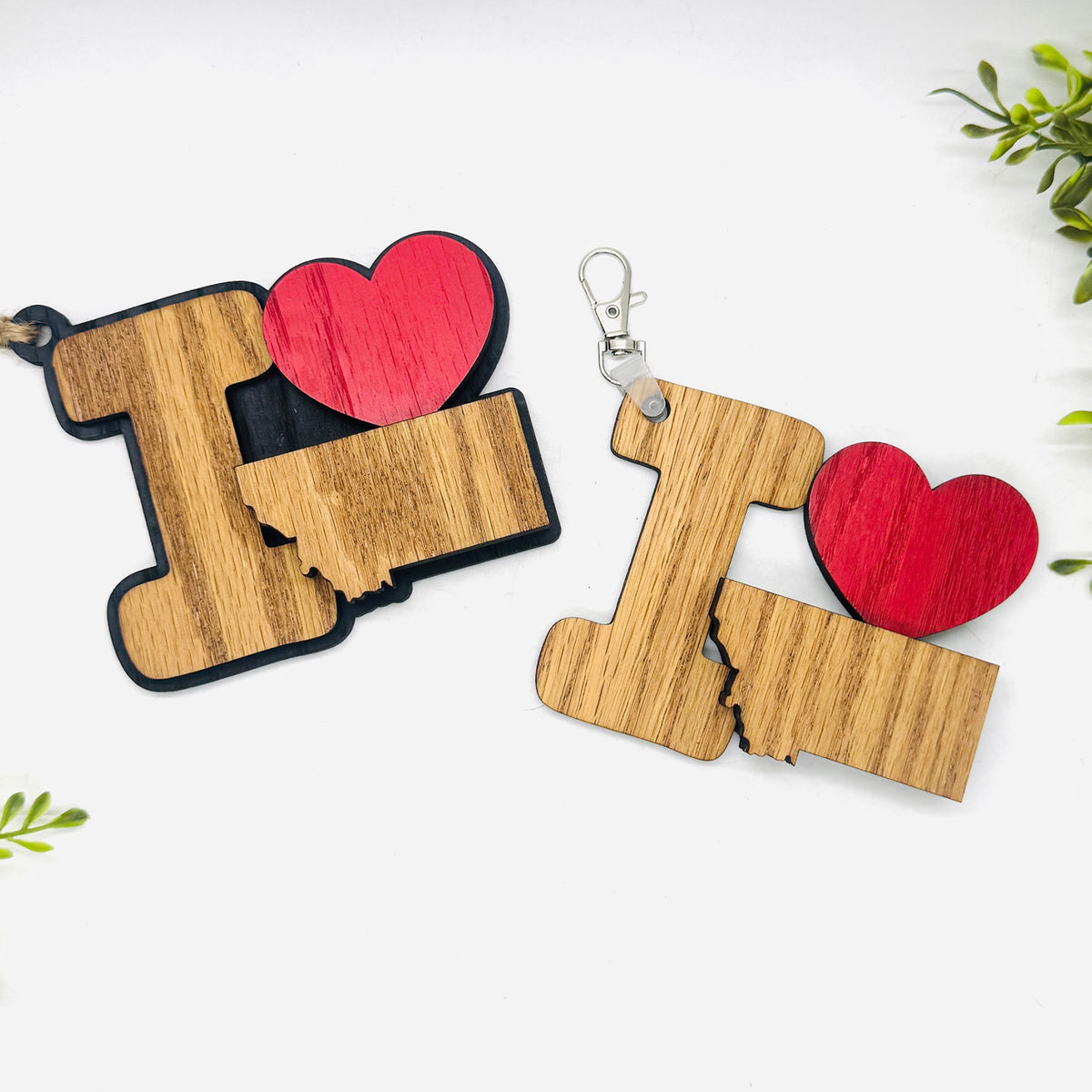 I Love Montana Keychain Bag Tag Car Charm 3 & 4 Layer Versions (Set of 2) - Glowforge