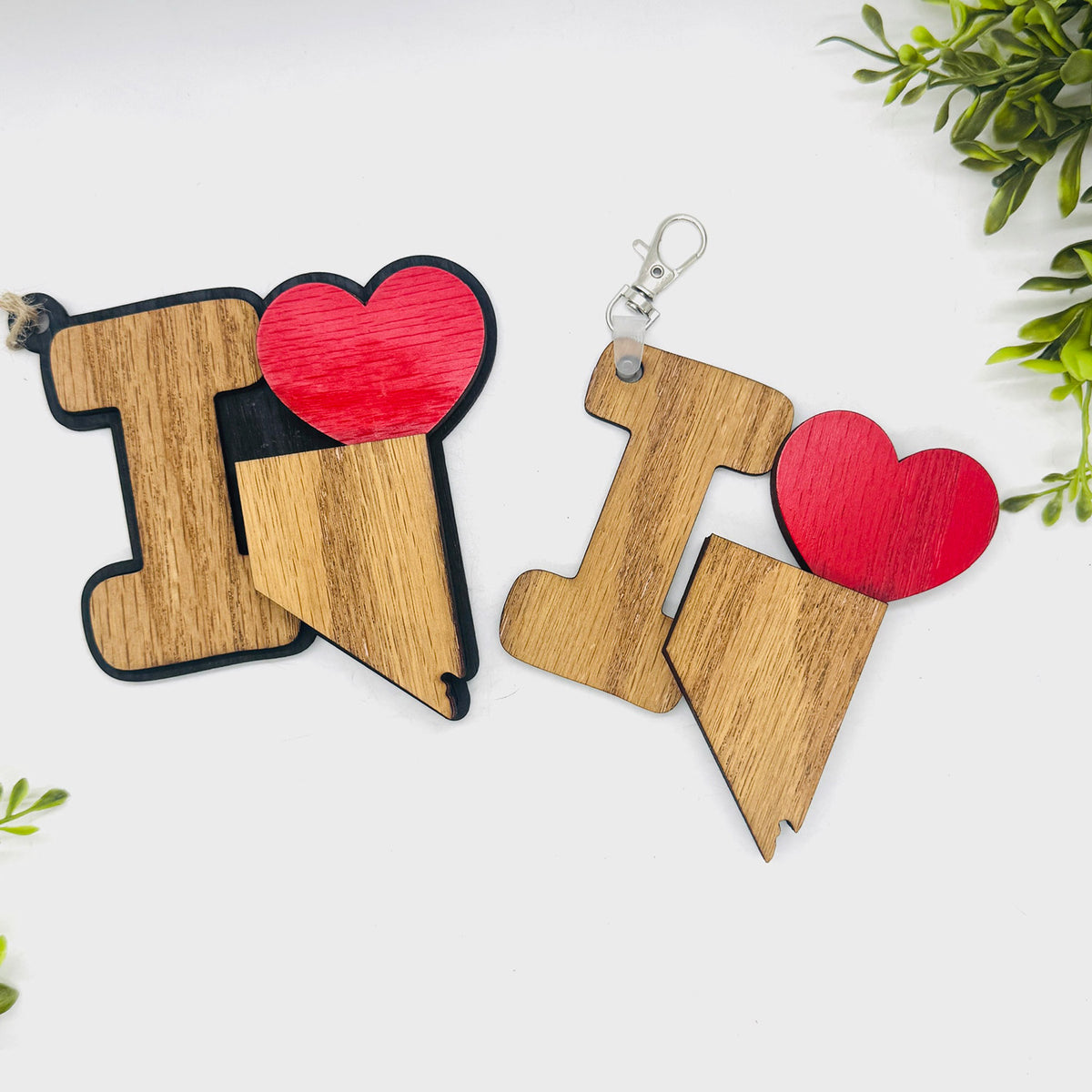 I Love Nevada Keychain Bag Tag Car Charm 3 & 4 Layer Versions (Set of 2) - Glowforge