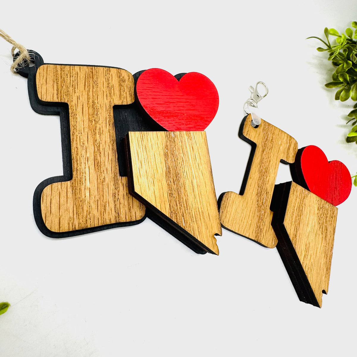 I Love Nevada Keychain Bag Tag Car Charm 3 & 4 Layer Versions (Set of 2) - Glowforge