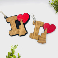 I Love New Hampshire Keychain Bag Tag Car Charm 3 & 4 Layer Versions (Set of 2)