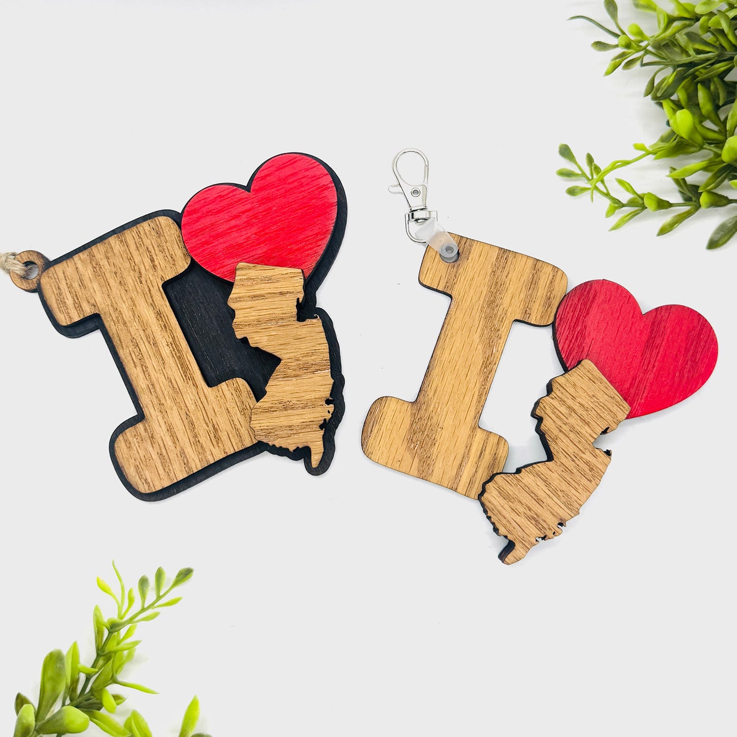 I Love New Jersey Keychain Bag Tag Car Charm 3 & 4 Layer Versions (Set of 2) - Glowforge