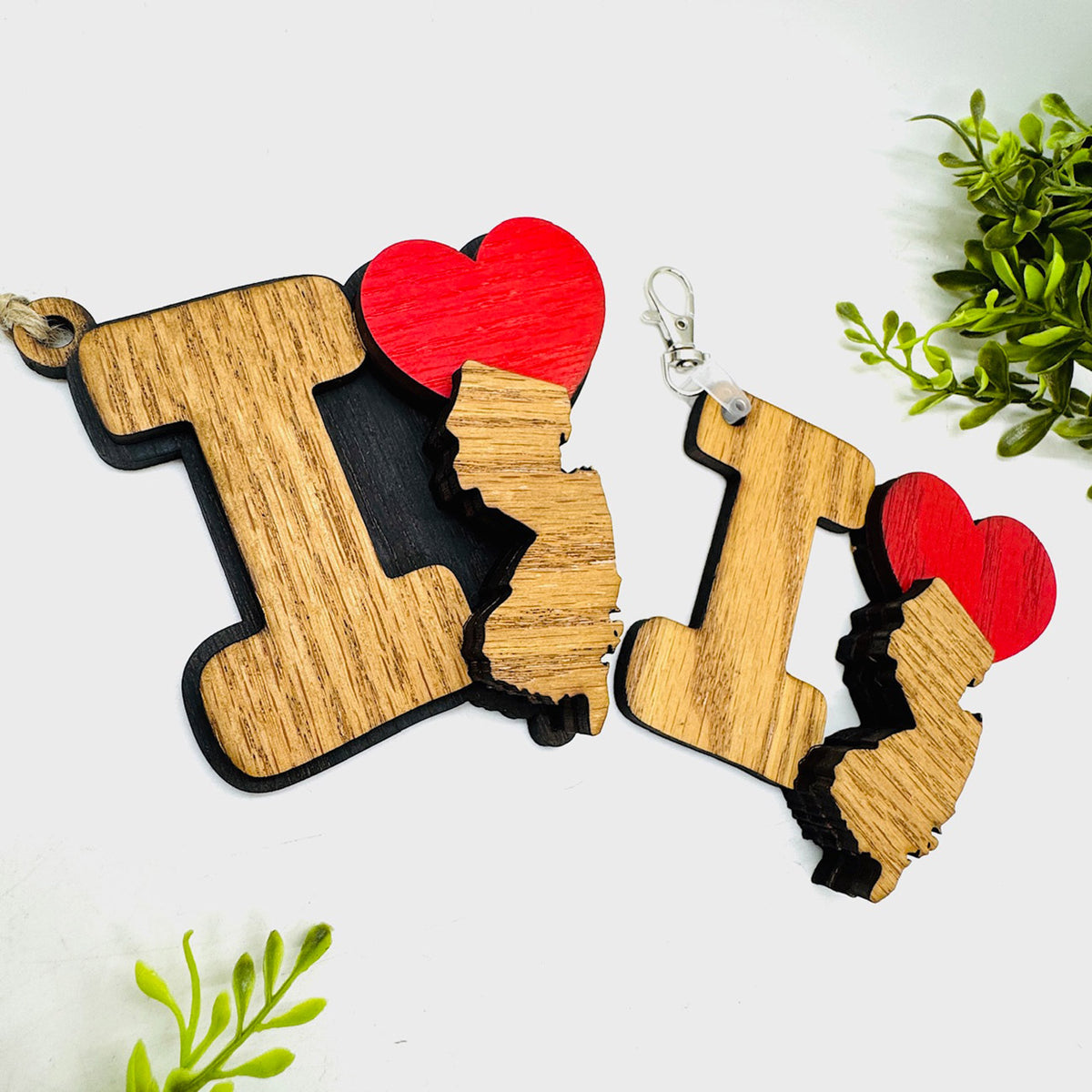I Love New Jersey Keychain Bag Tag Car Charm 3 & 4 Layer Versions (Set of 2) - Glowforge