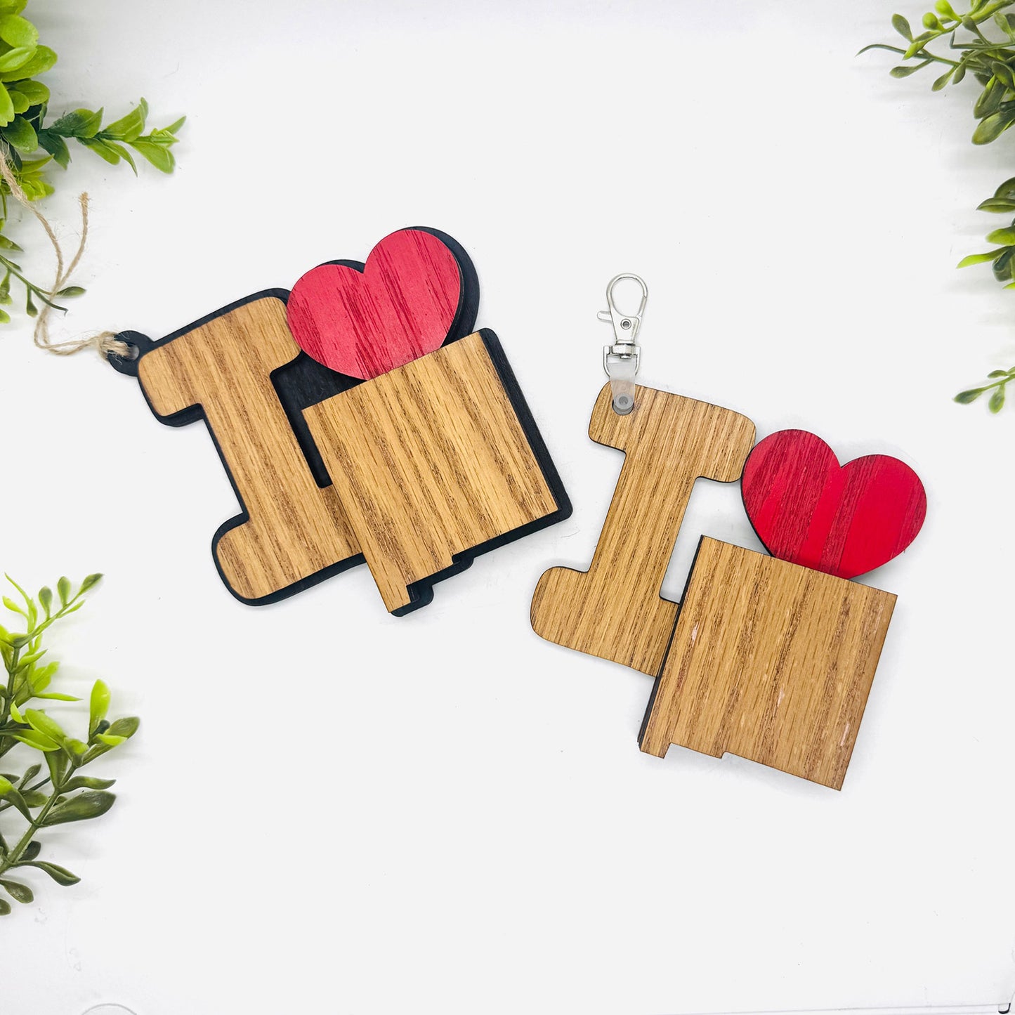 I Love New Mexico Keychain Bag Tag Car Charm 3 & 4 Layer Versions (Set of 2) - Glowforge