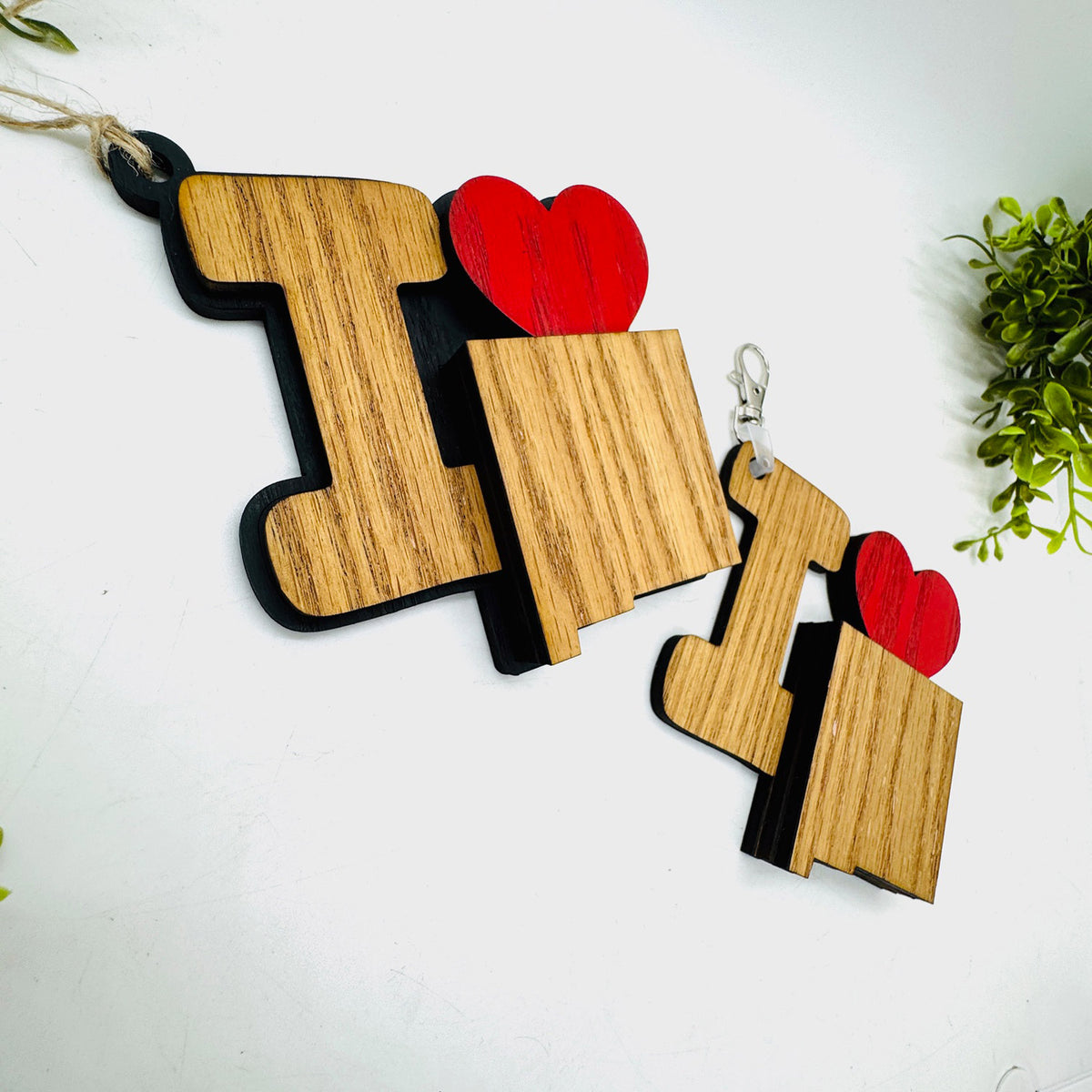 I Love New Mexico Keychain Bag Tag Car Charm 3 & 4 Layer Versions (Set of 2) - Glowforge