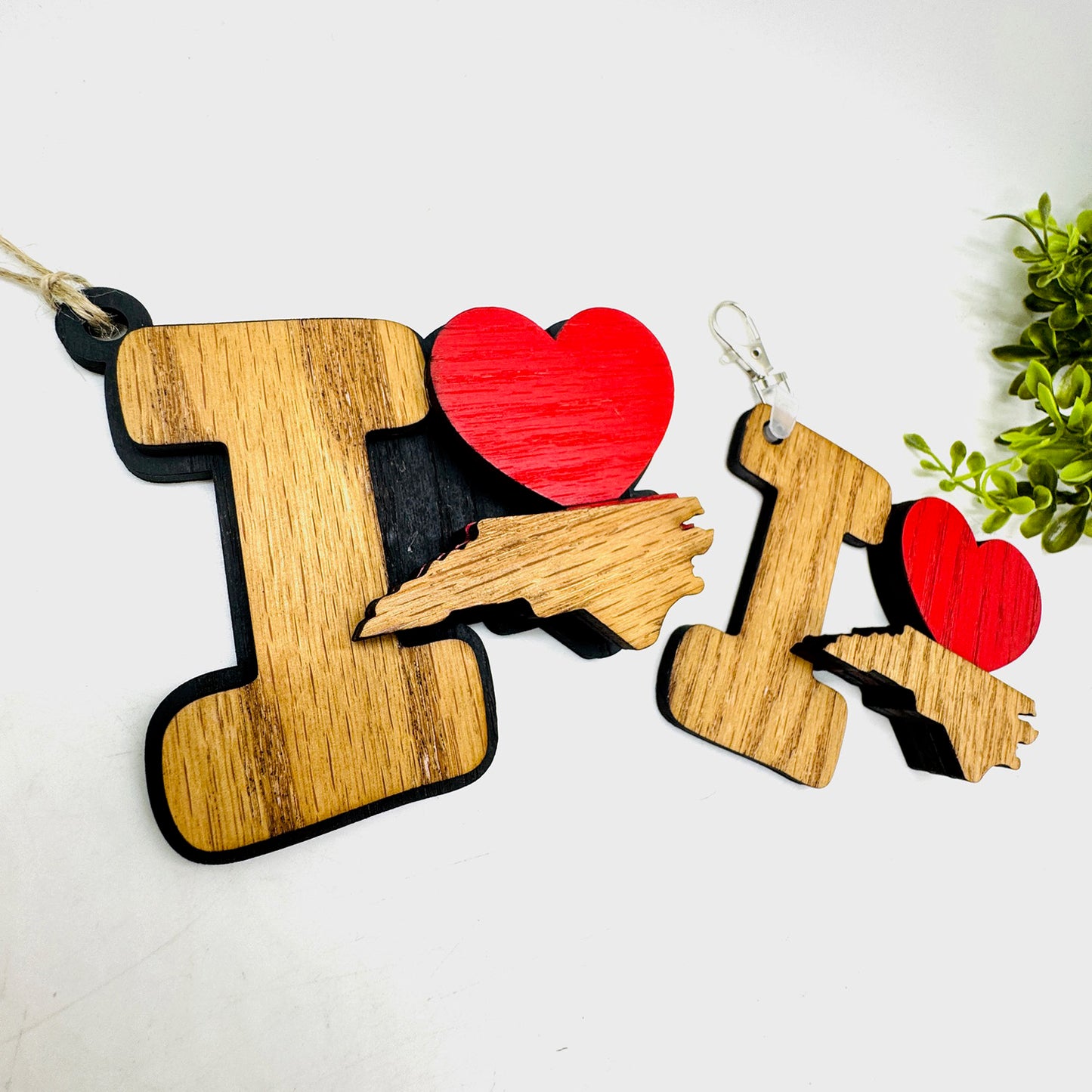 I Love North Carolina Keychain Bag Tag Car Charm 3 & 4 Layer Versions (Set of 2) - Glowforge