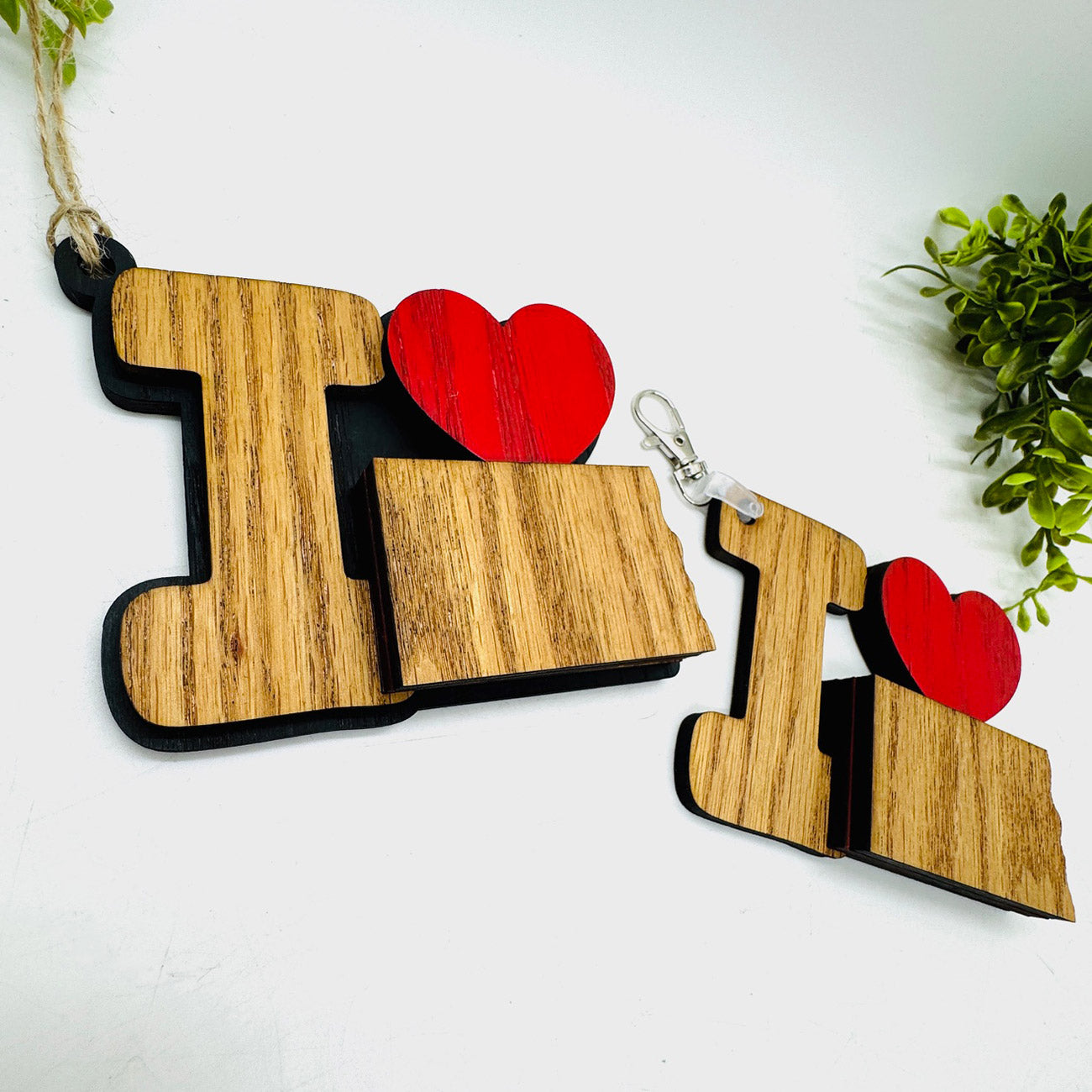 I Love North Dakota Keychain Bag Tag Car Charm 3 & 4 Layer Versions (Set of 2) - Glowforge