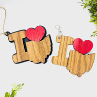 I Love Ohio Keychain Bag Tag Car Charm 3 & 4 Layer Versions (Set of 2) - Glowforge