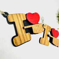 I Love Oklahoma Keychain Bag Tag Car Charm 3 & 4 Layer Versions (Set of 2) - Glowforge