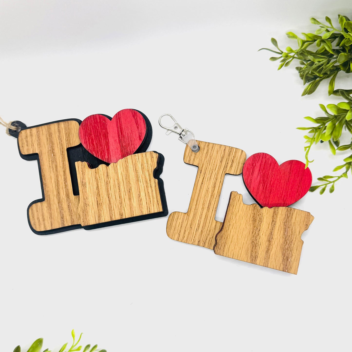 I Love Oregon Keychain Bag Tag Car Charm 3 & 4 Layer Versions (Set of 2) - Glowforge