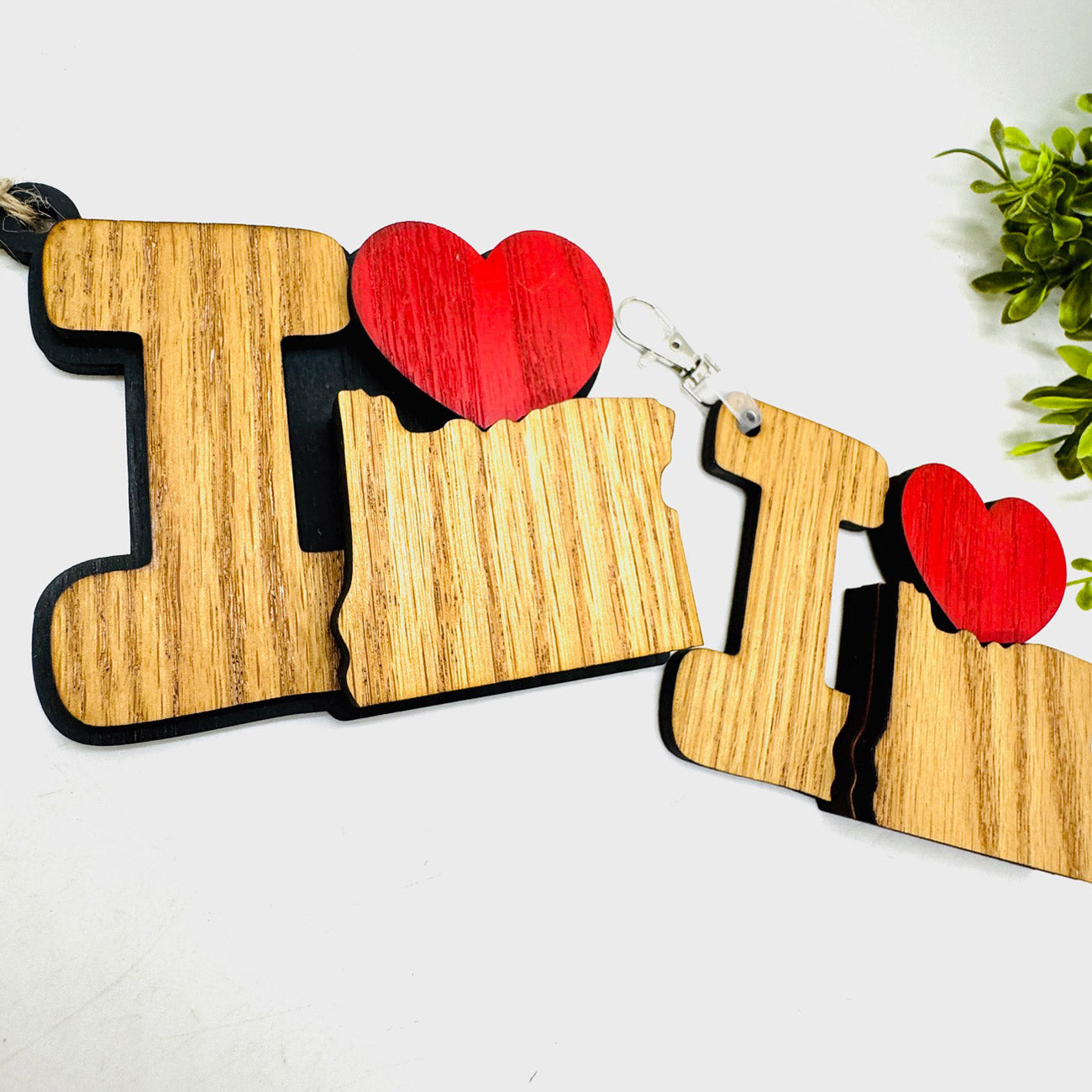 I Love Oregon Keychain Bag Tag Car Charm 3 & 4 Layer Versions (Set of 2) - Glowforge