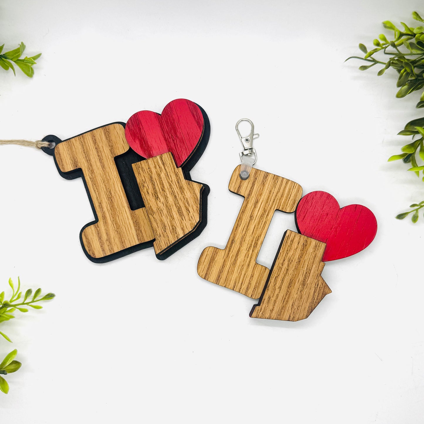 I Love Rhode Island Keychain Bag Tag Car Charm 3 & 4 Layer Versions (Set of 2) - Glowforge