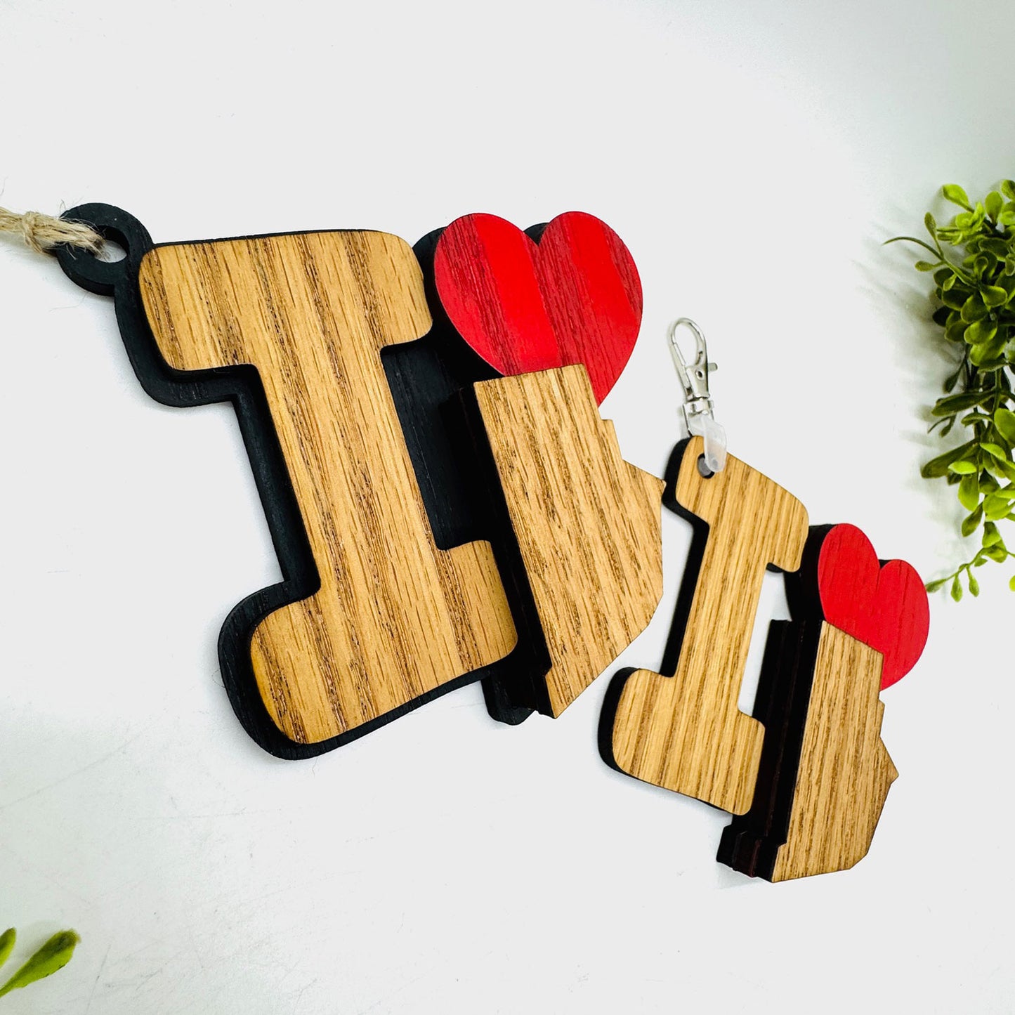 I Love Rhode Island Keychain Bag Tag Car Charm 3 & 4 Layer Versions (Set of 2) - Glowforge