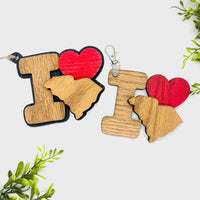 I Love South Carolina Keychain Bag Tag Car Charm 3 & 4 Layer Versions (Set of 2)