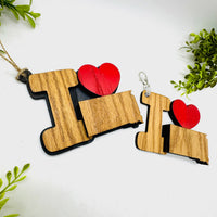 I Love South Dakota Keychain Bag Tag Car Charm 3 & 4 Layer Versions (Set of 2)