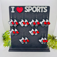 I Love Sports Earrings (Set of 8) with Display Stand - Glowforge