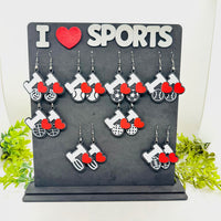 I Love Sports Earrings (Set of 8) with Display Stand - Glowforge