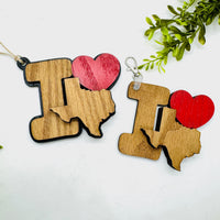 I Love Texas Keychain Bag Tag Car Charm 3 & 4 Layer Versions (Set of 2) - Glowforge