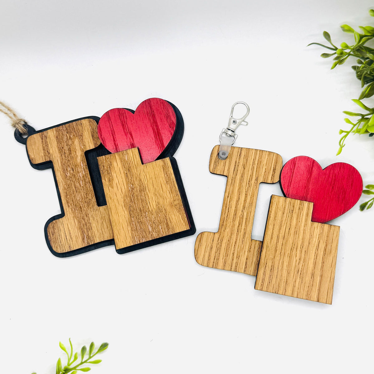 I Love Utah Keychain Bag Tag Car Charm 3 & 4 Layer Versions (Set of 2) - Glowforge