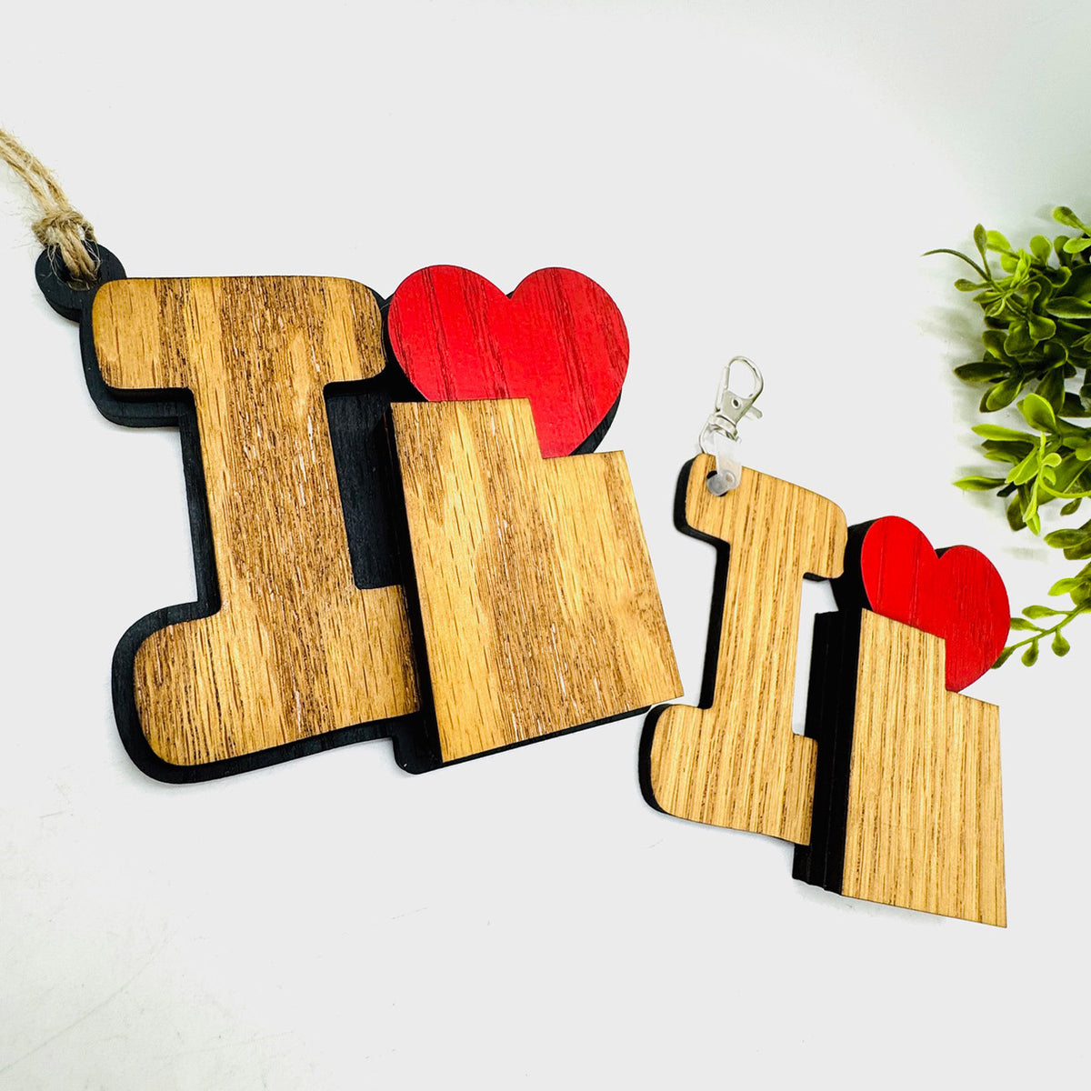 I Love Utah Keychain Bag Tag Car Charm 3 & 4 Layer Versions (Set of 2) -   Glowforge