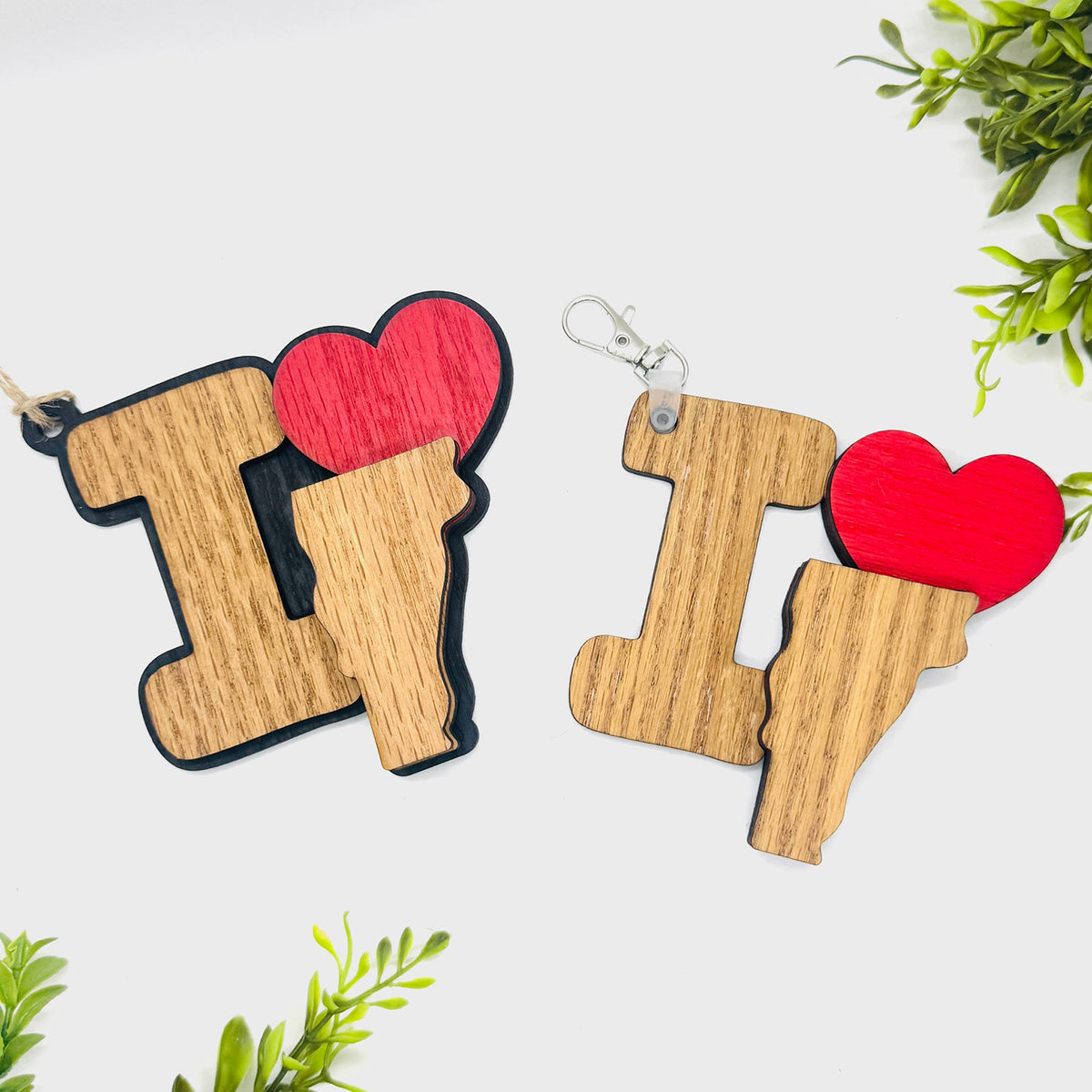 I Love Vermont Keychain Bag Tag Car Charm 3 & 4 Layer Versions (Set of 2) - Glowforge