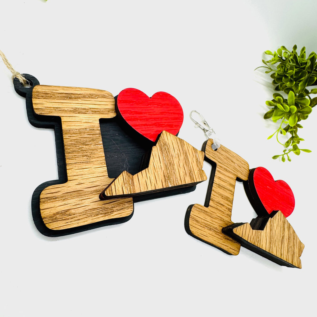 I Love Virginia Keychain Bag Tag Car Charm 3 & 4 Layer Versions (Set of 2) - Glowforge