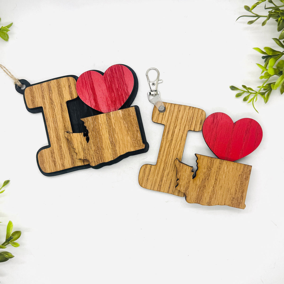 I Love Washington Keychain Bag Tag Car Charm 3 & 4 Layer Versions (Set of 2) - Glowforge