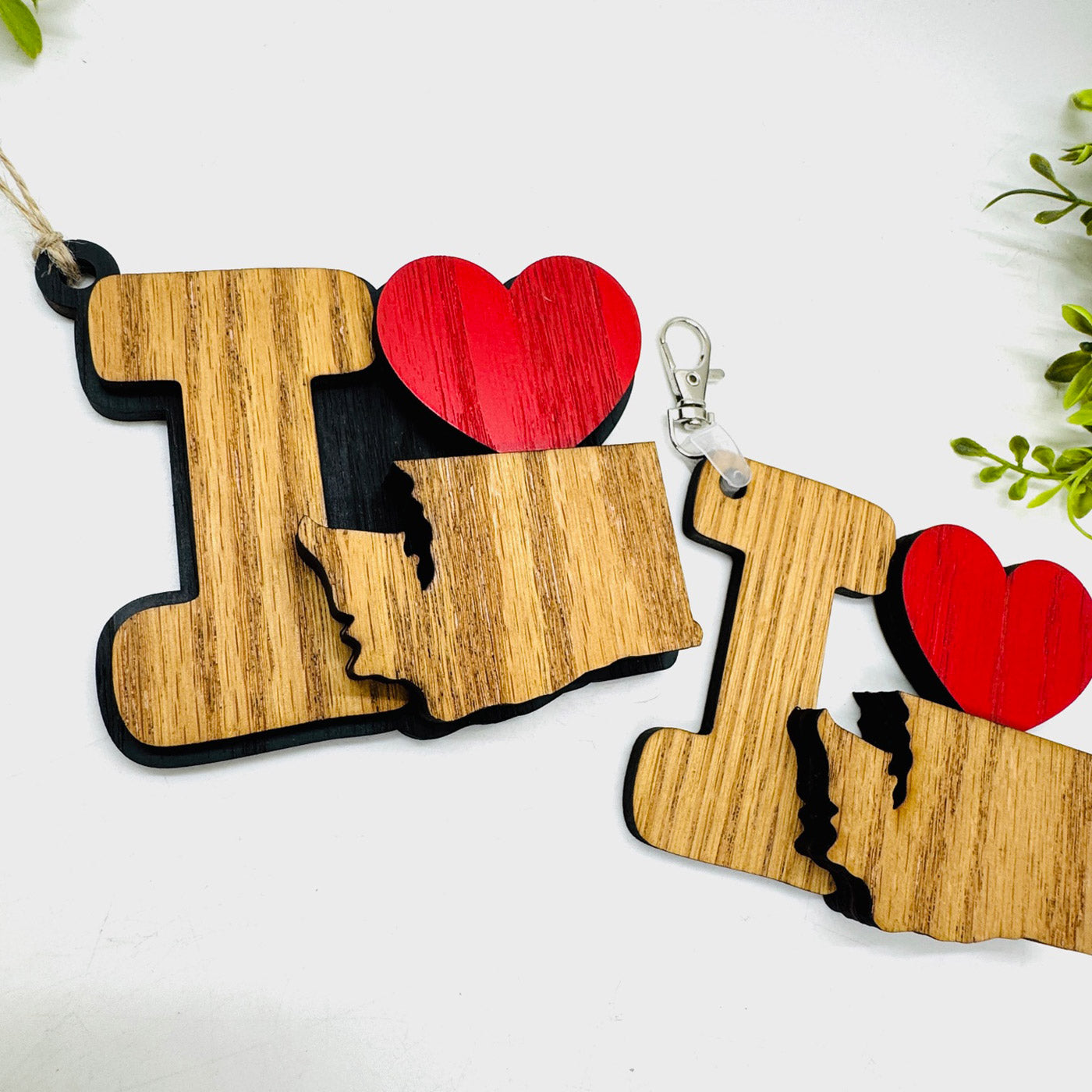 I Love Washington Keychain Bag Tag Car Charm 3 & 4 Layer Versions (Set of 2) - Glowforge