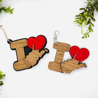 I Love West Virginia Keychain Bag Tag Car Charm 3 & 4 Layer Versions (Set of 2)