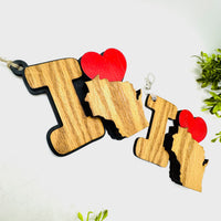 I Love Wisconsin Keychain Bag Tag Car Charm 3 & 4 Layer Versions (Set of 2)