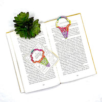 Ice Cream Cone Shaped Bookmark with Card Backer - Paperclip - Snack Bag Closure - Glowforge