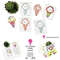 Ice Cream Cone Shaped Bookmark with Card Backer - Paperclip - Snack Bag Closure - Glowforge