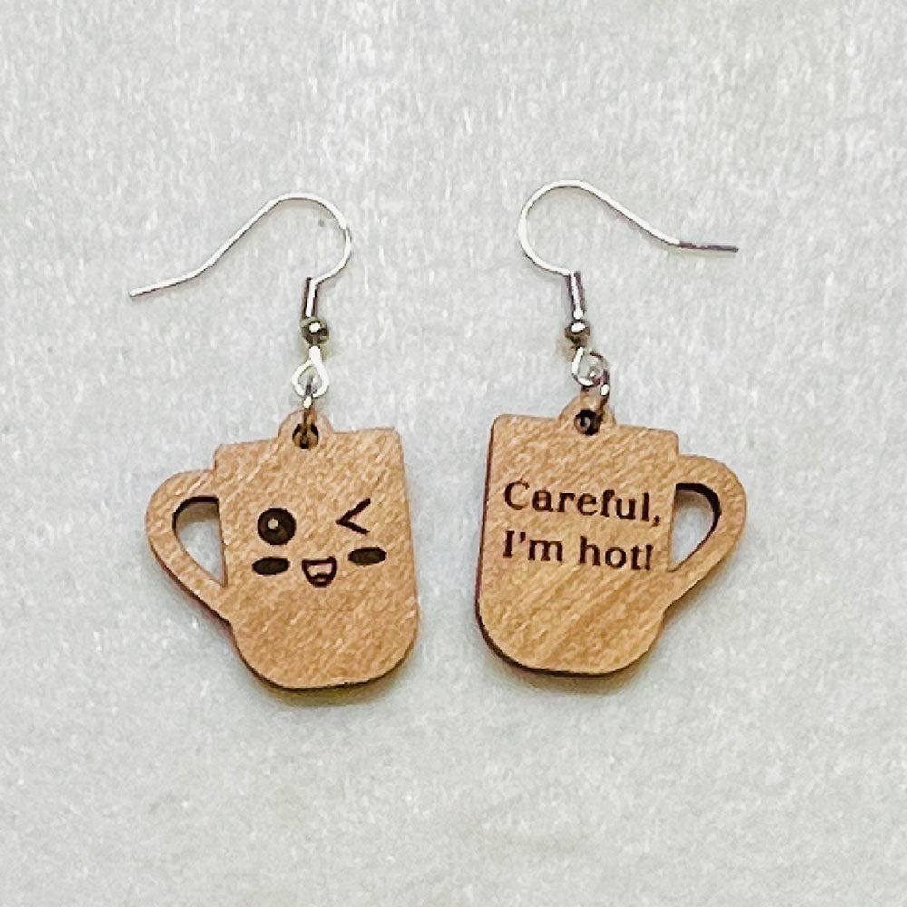 "I'm Hot" Cute Mug Earrings  (Set of 2) - Glowforge