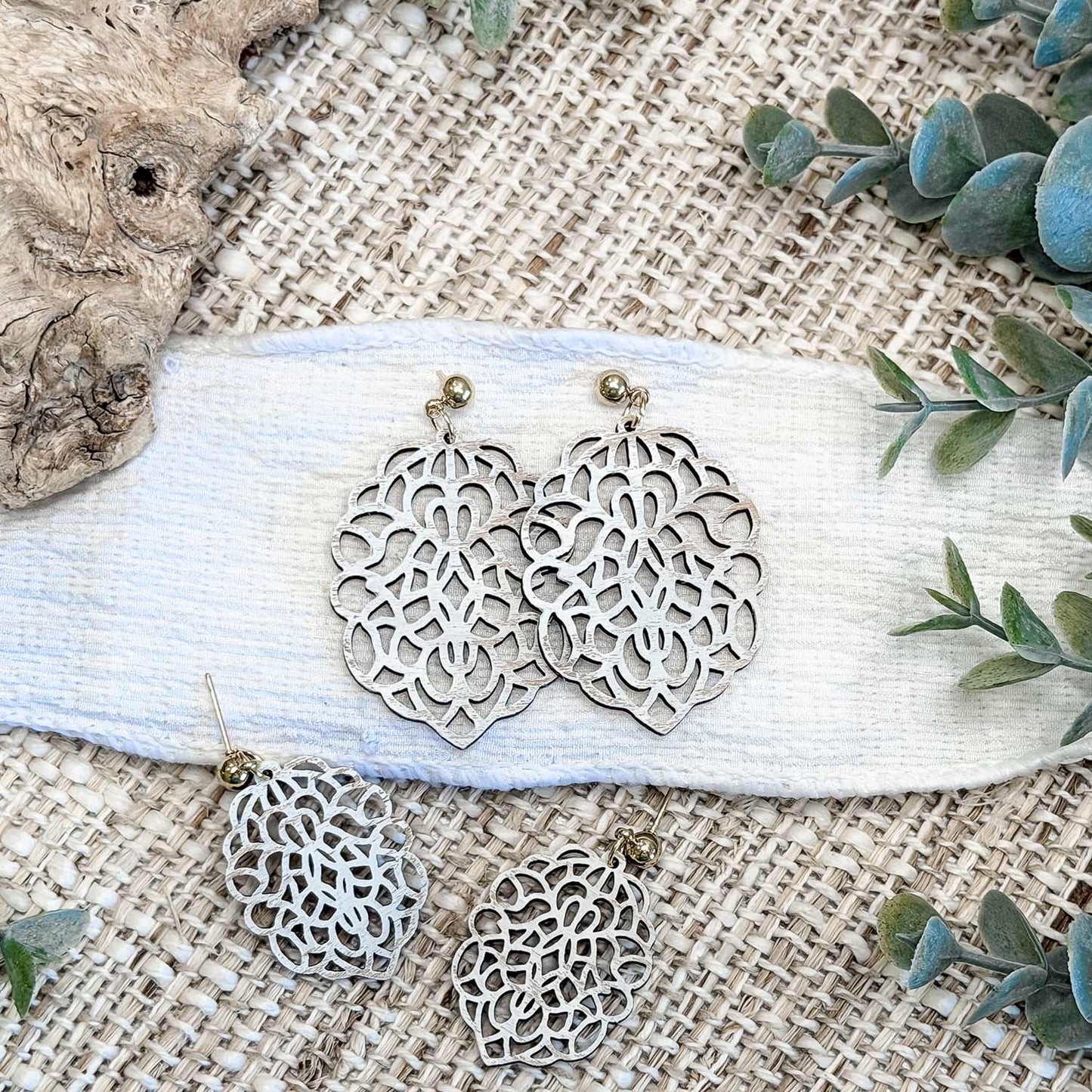 Intricate Floral Earrings (Set of 2) - Glowforge